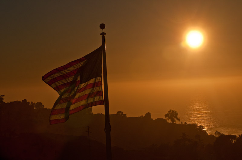 Flag Over the Pacific - Mount Soledad Veterans Memorial - july 12, 2009